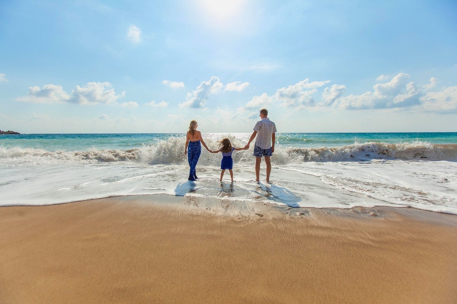 family on beach